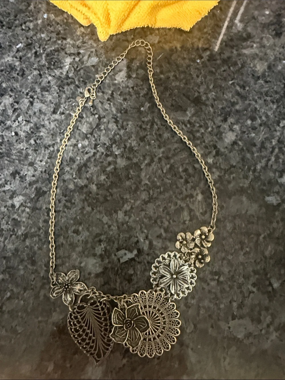 Gold Floral Filigree Statement Necklace